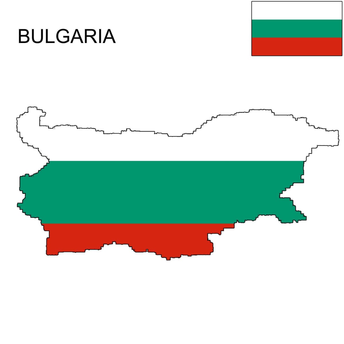 Флаг Болгарии на карте 