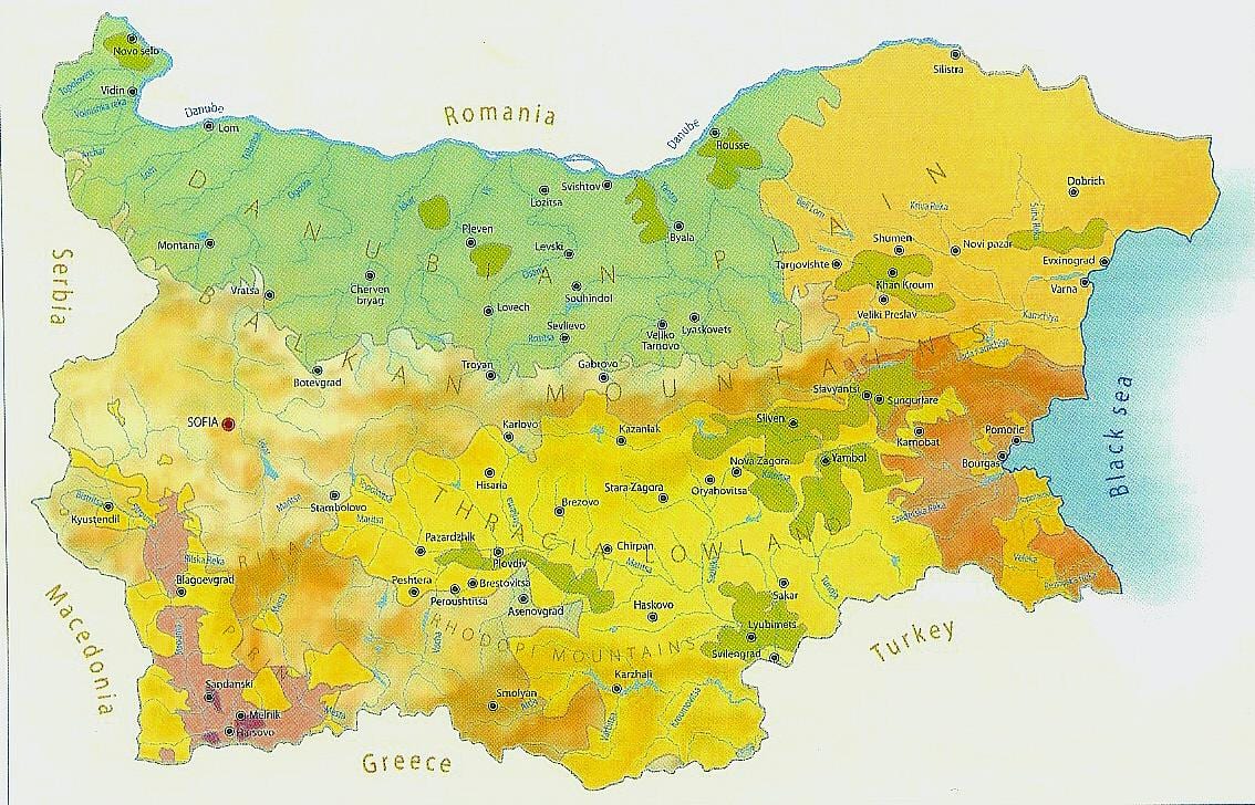 карта Болгарии климат