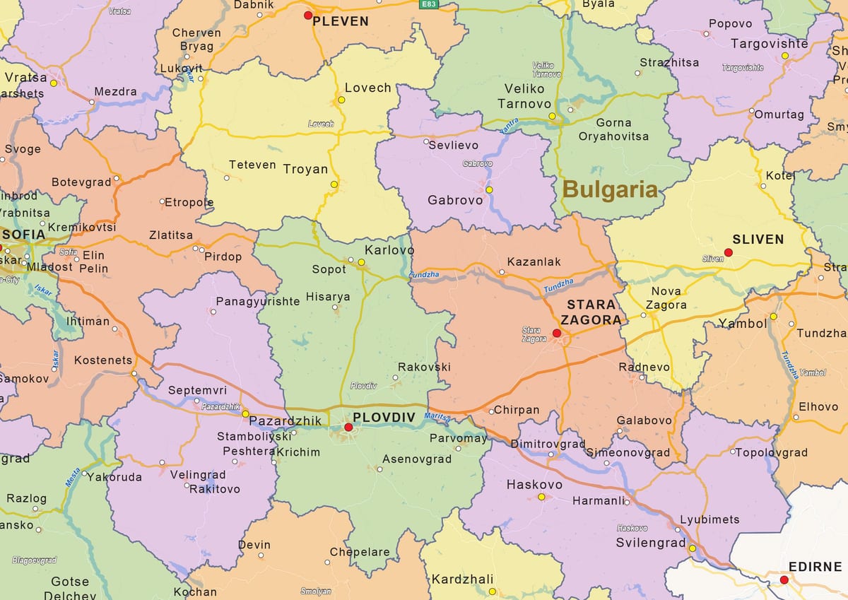 карта Болгарии политические