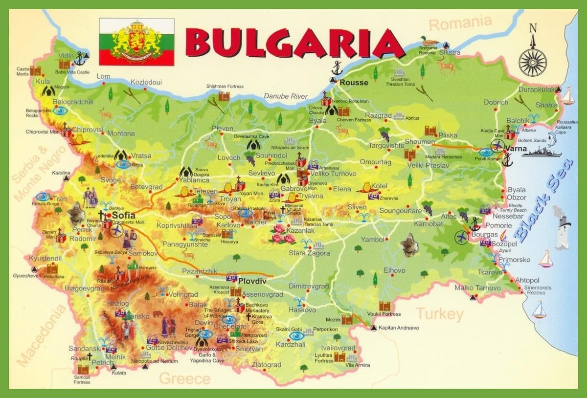Болгария достопримечательности карта