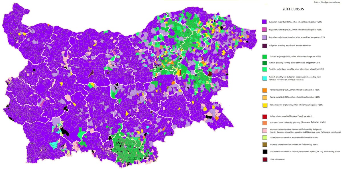 карта Болгарии этнических