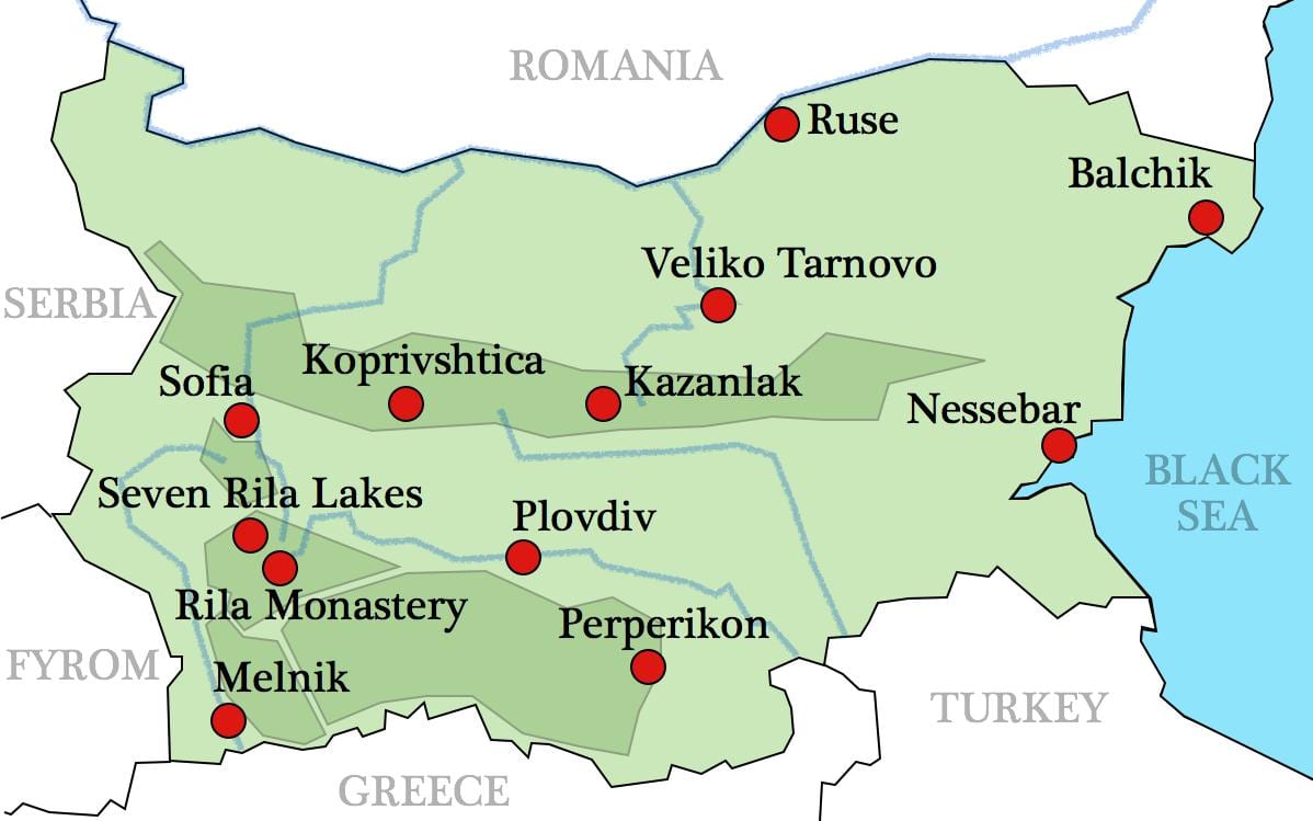 карта болгарские монастыри