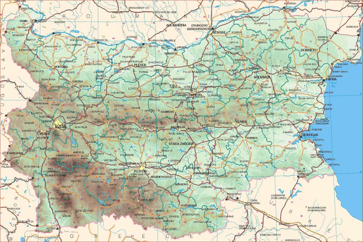 Болгария дорогах карте