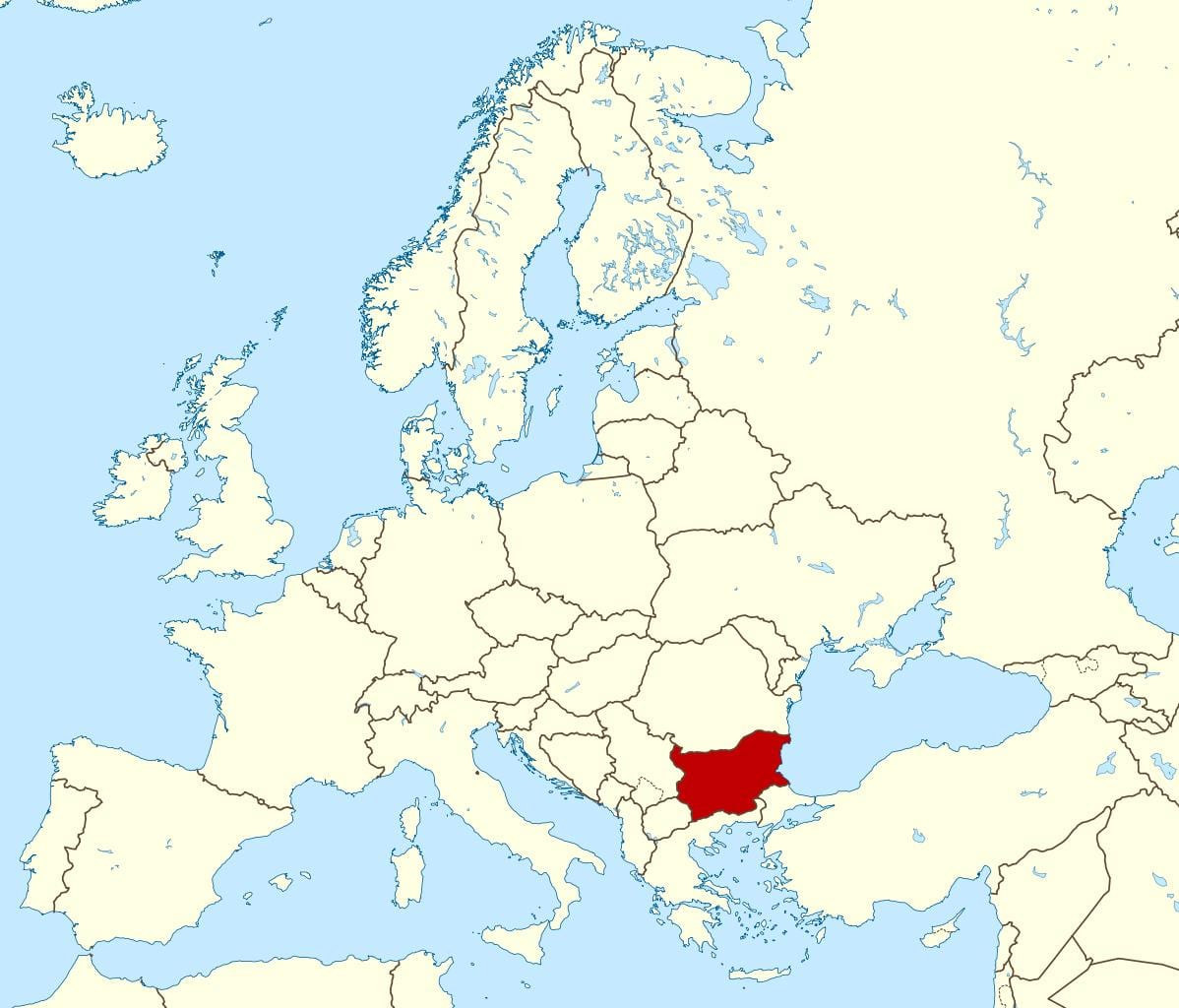 карта мира, показывающая Болгарии