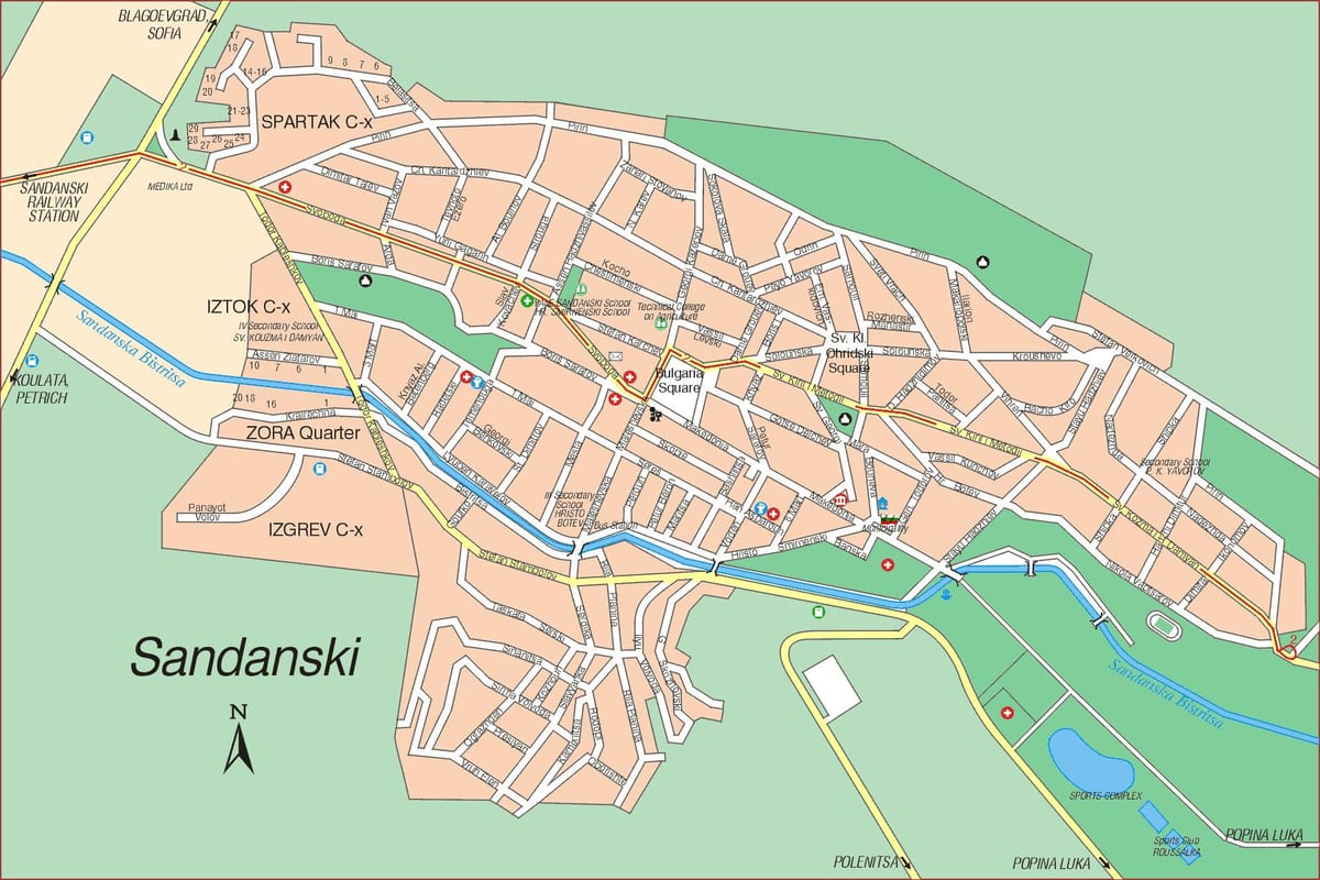 карта Сандански Болгария