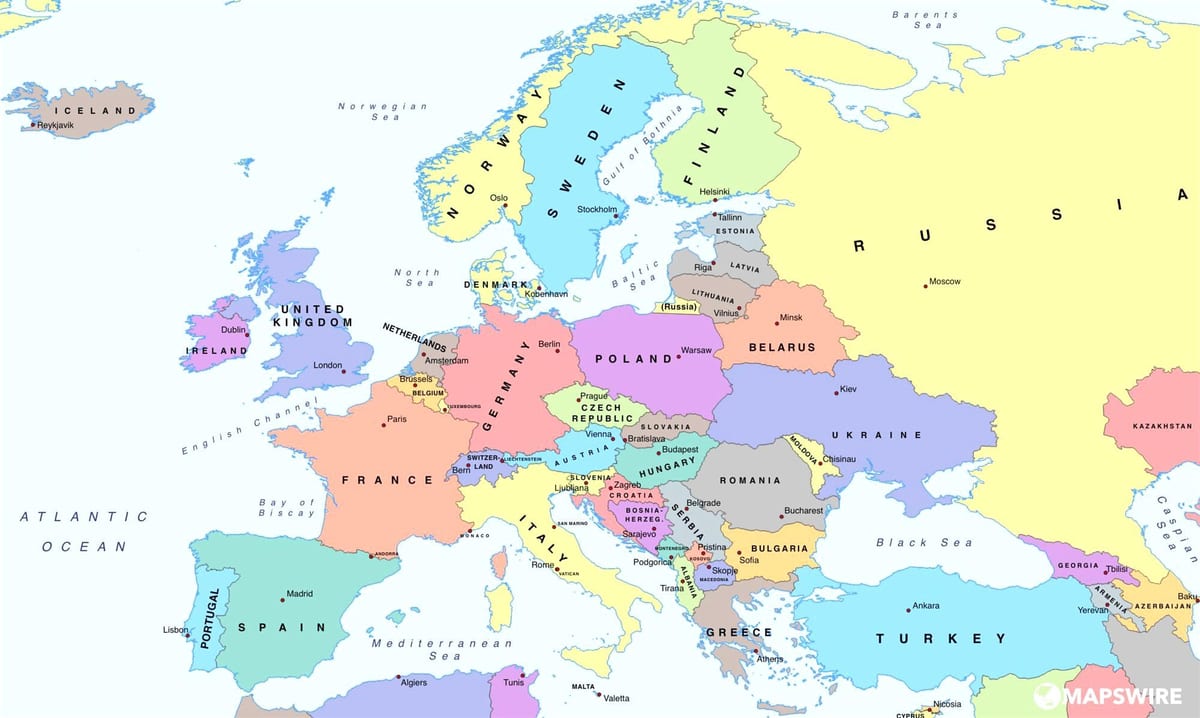 на карте Европы в Болгарии