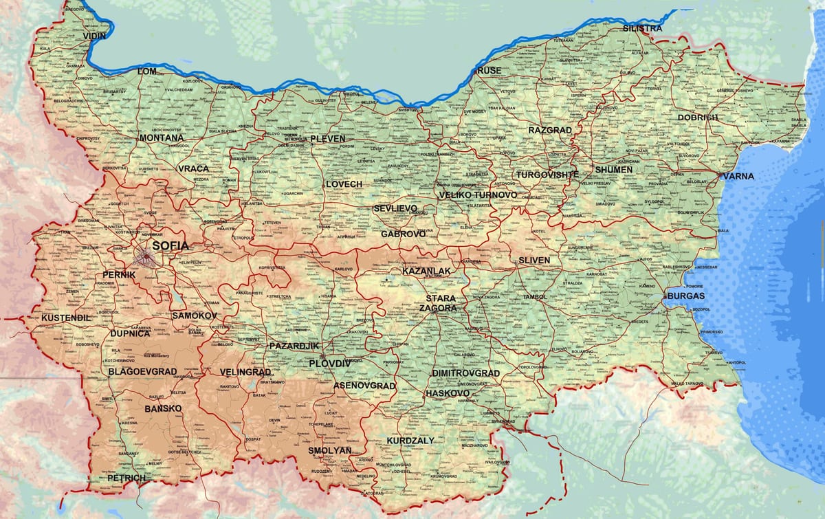 карту подробная карта Болгарии