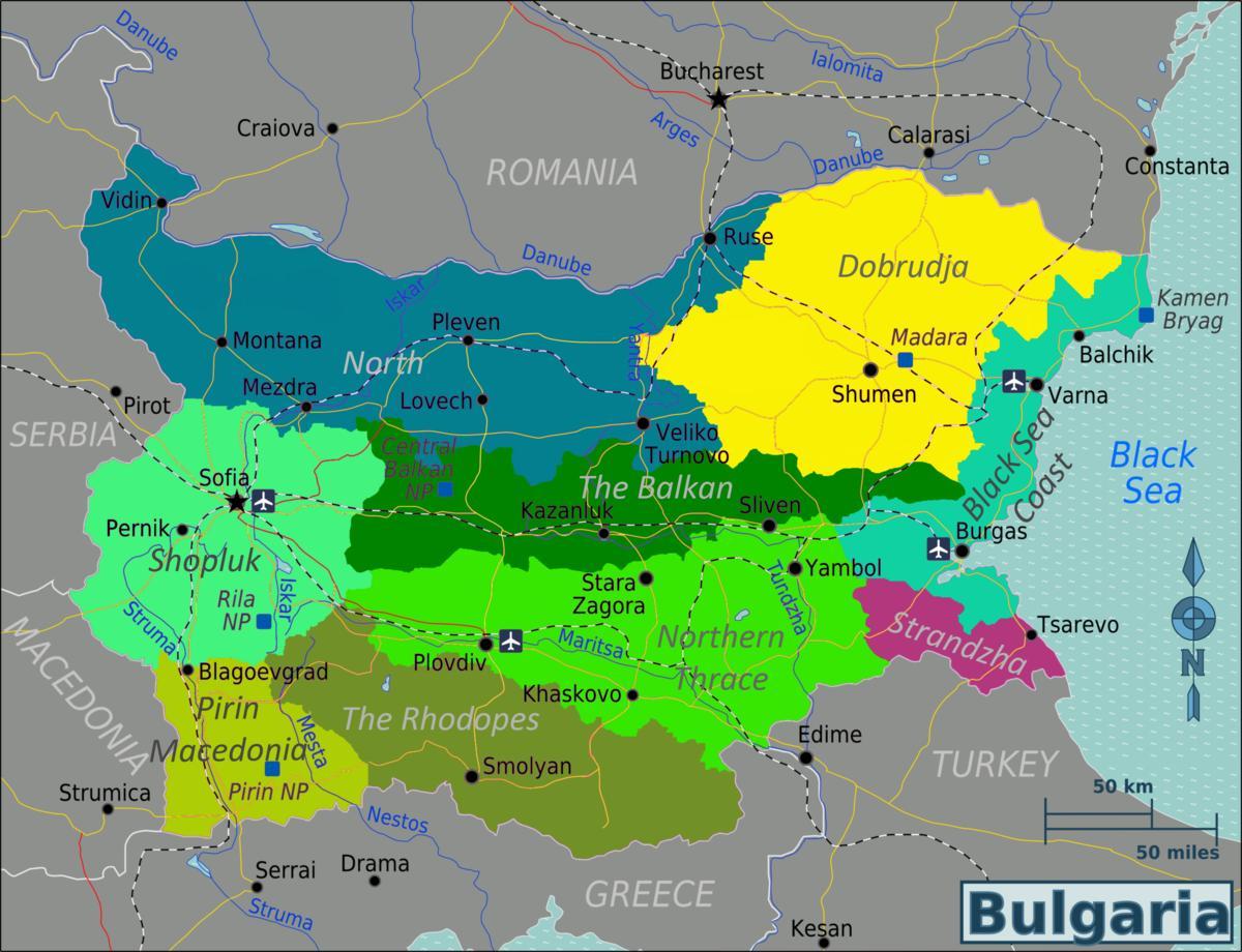 карта Болгарии аэропорты