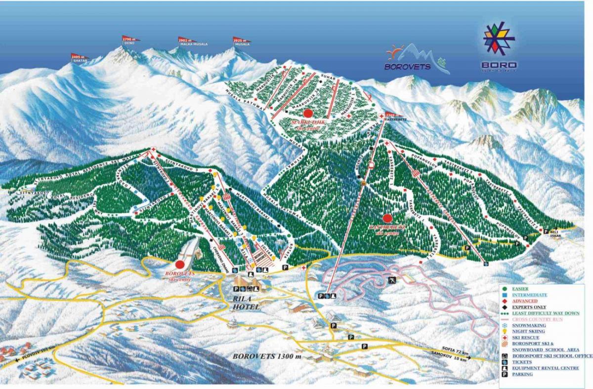 Болгария горнолыжный карте
