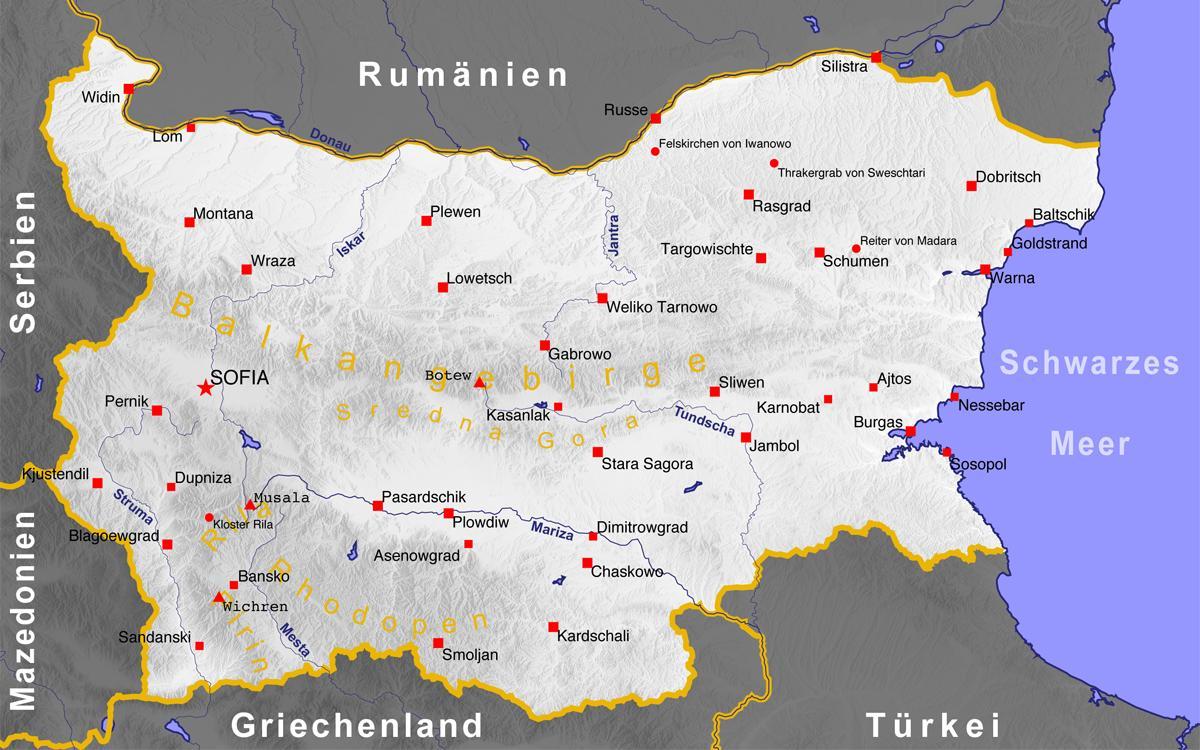 Болгария карте города 