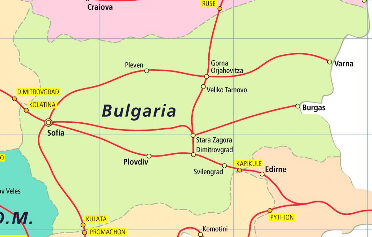 Болгария на поезде на карте