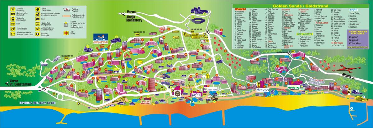 Золотой Берег Болгария карта
