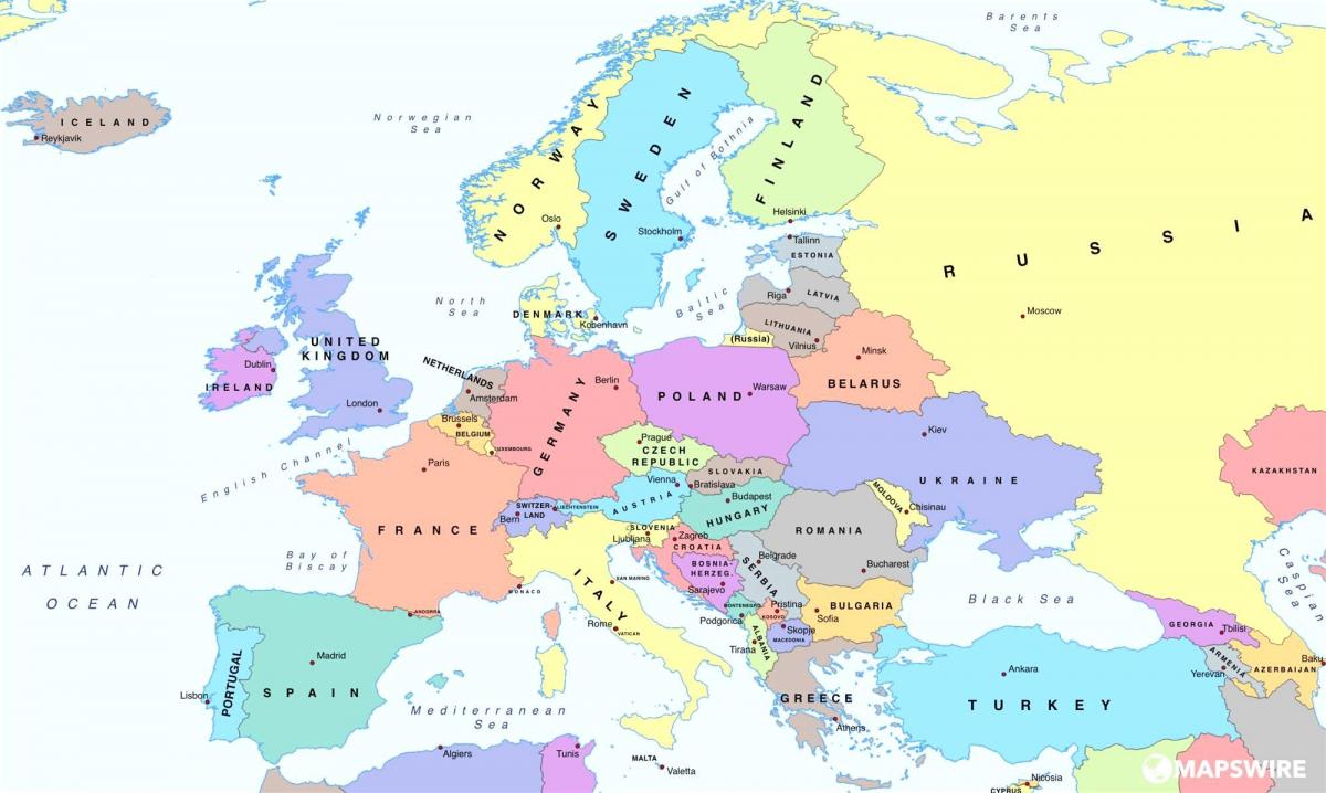 на карте Европы в Болгарии