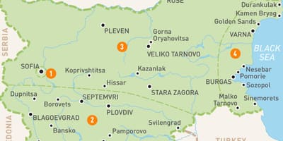 Регионы Болгарии на карте