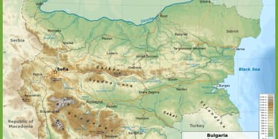 Болгария топографической карте