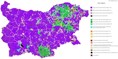 Карта Болгарии этнических